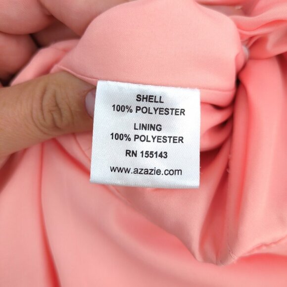 Azazie Kate Maxi Dress Agave Peach Pink Lace Chiffon Bridesmaid Prom Dance A6 - Picture 10 of 14